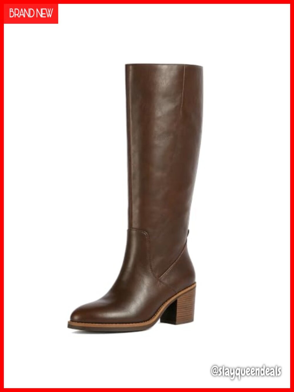 Women's Knee High Boots Chunky Heel Faux Leather Tall Boot
